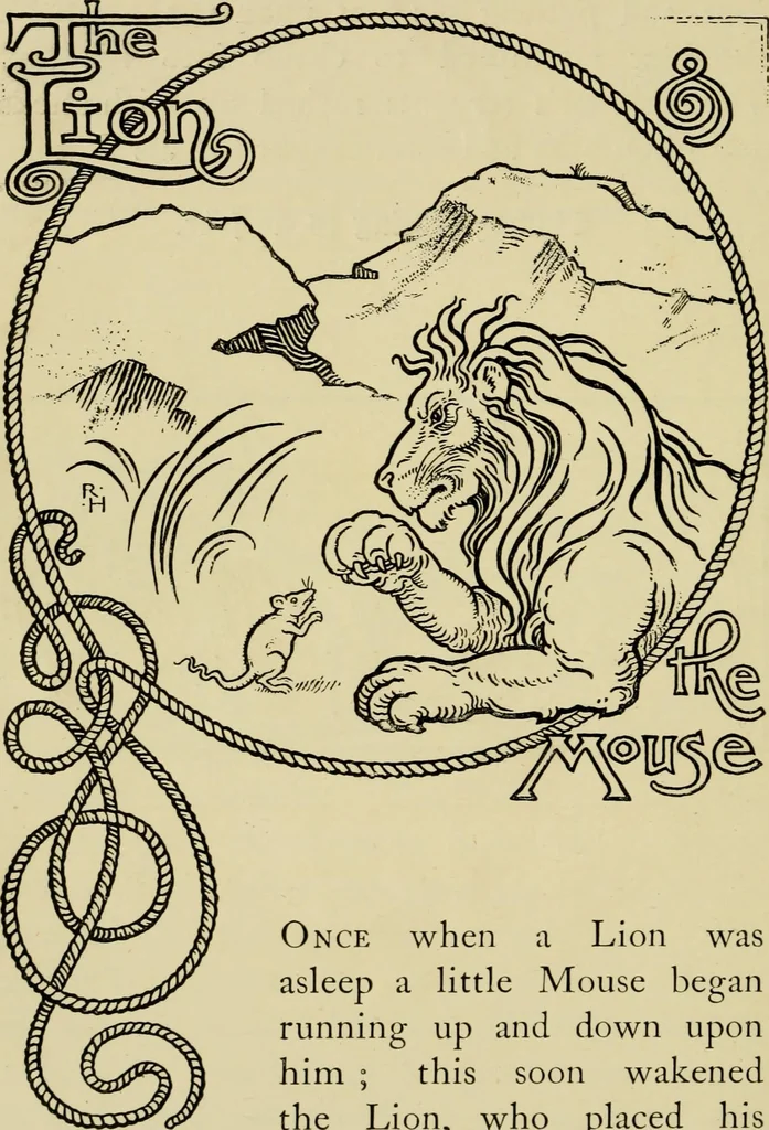 An illustration from The fables of Æsop, selected, told anew and their history traced, 1894, leaf 57