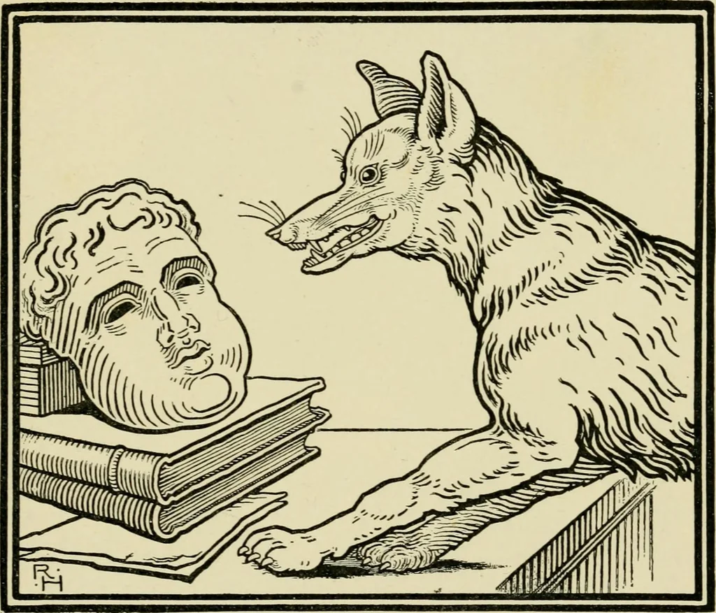 An illustration from The fables of Æsop, selected, told anew and their history traced, 1894, leaf 84