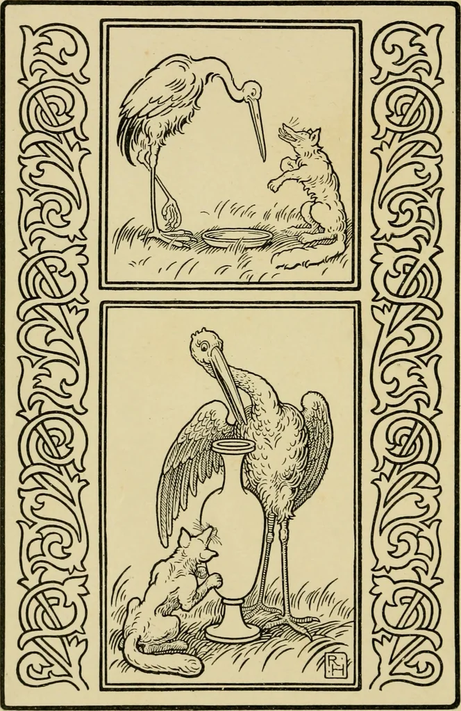 An illustration from The fables of Æsop, selected, told anew and their history traced, 1894, leaf 9