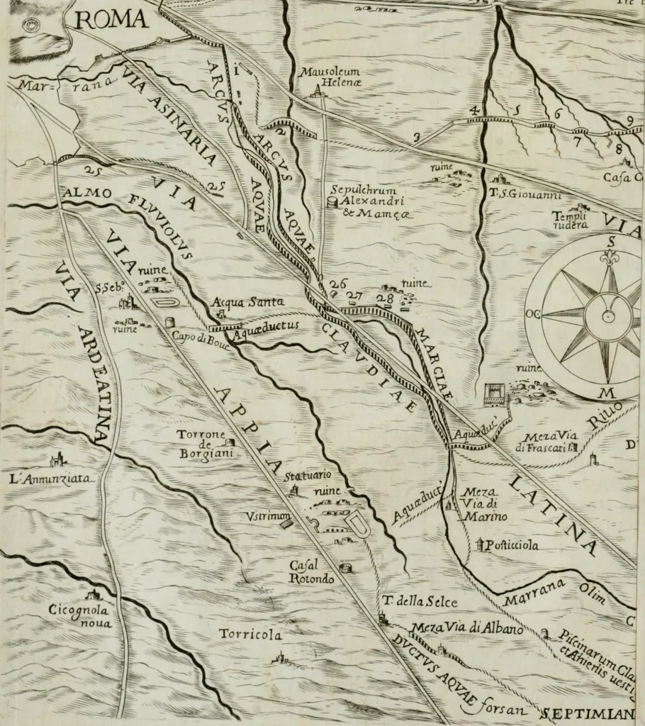 An illustration from Raph. Fabretti Gasparis f. Vrbinatis De aquis et aquaeductibus veteris Romae dissertationes tres, 1680, leaf 11