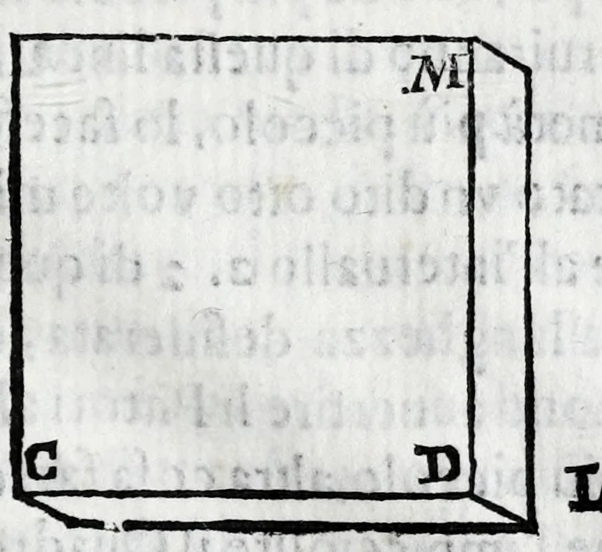 An illustration from Fabrica, et vso del compasso di proportione : doue insegna à gli artefici il modo di fare in esso le necessarie diuisioni, e con varij problemi vsuali mostra l'vtilità di questo stromento, 1664, leaf 109