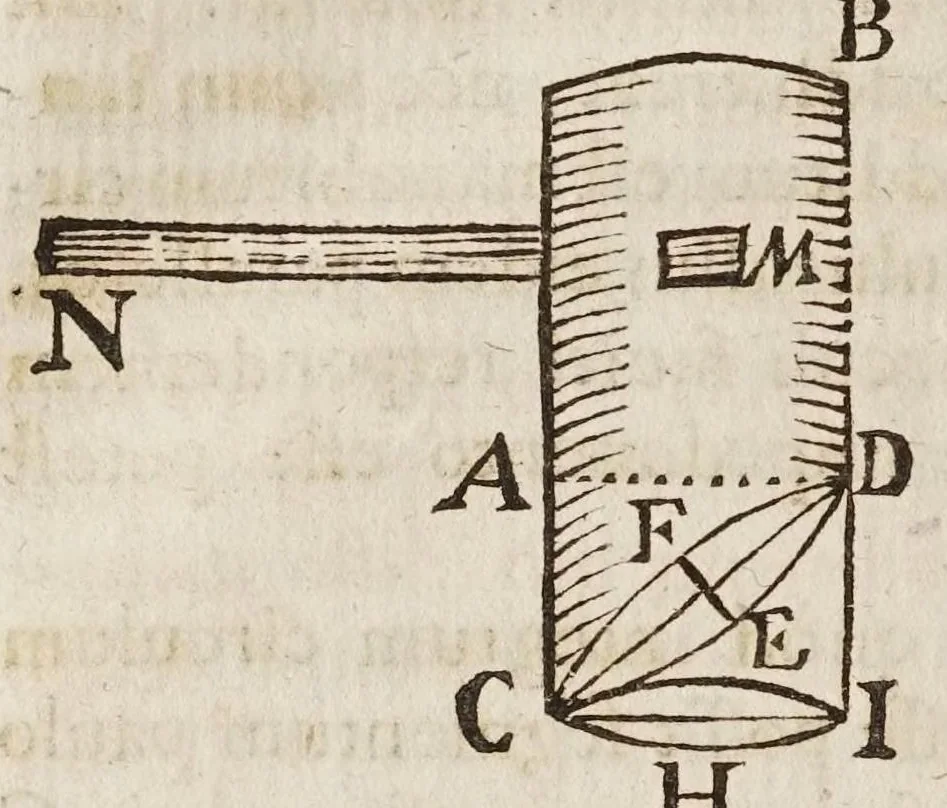 An illustration from Fabrica, et vso del compasso di proportione : doue insegna à gli artefici il modo di fare in esso le necessarie diuisioni, e con varij problemi vsuali mostra l'vtilità di questo stromento, 1664, leaf 678