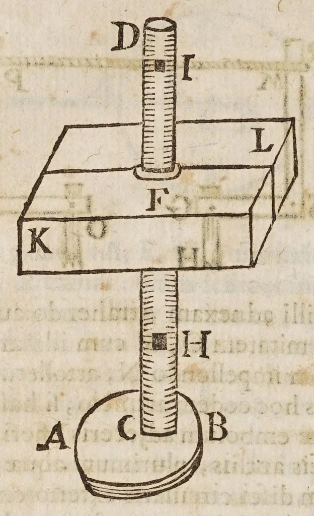 An illustration from Fabrica, et vso del compasso di proportione : doue insegna à gli artefici il modo di fare in esso le necessarie diuisioni, e con varij problemi vsuali mostra l'vtilità di questo stromento, 1664, leaf 772