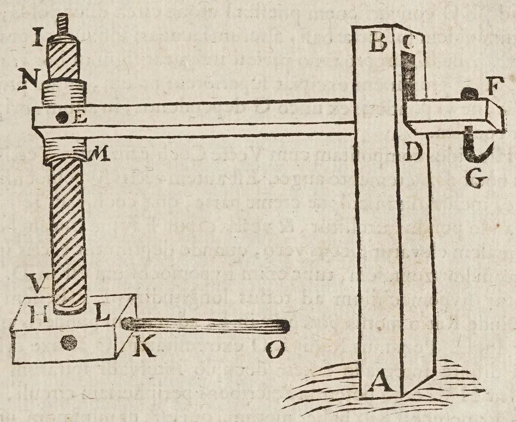 An illustration from Fabrica, et vso del compasso di proportione : doue insegna à gli artefici il modo di fare in esso le necessarie diuisioni, e con varij problemi vsuali mostra l'vtilità di questo stromento, 1664, leaf 795
