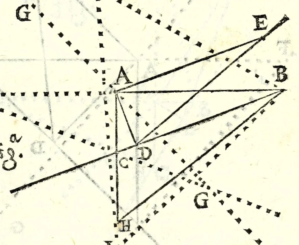 An illustration from Fabrica et vsvs : instrvmenti ad horologiorvm descriptionem peropportvni : accessit ratio describendarvm horarum a meridie & media nocte exquisitissima, & nunquam ante hac in lucem edita, 1586, leaf 45