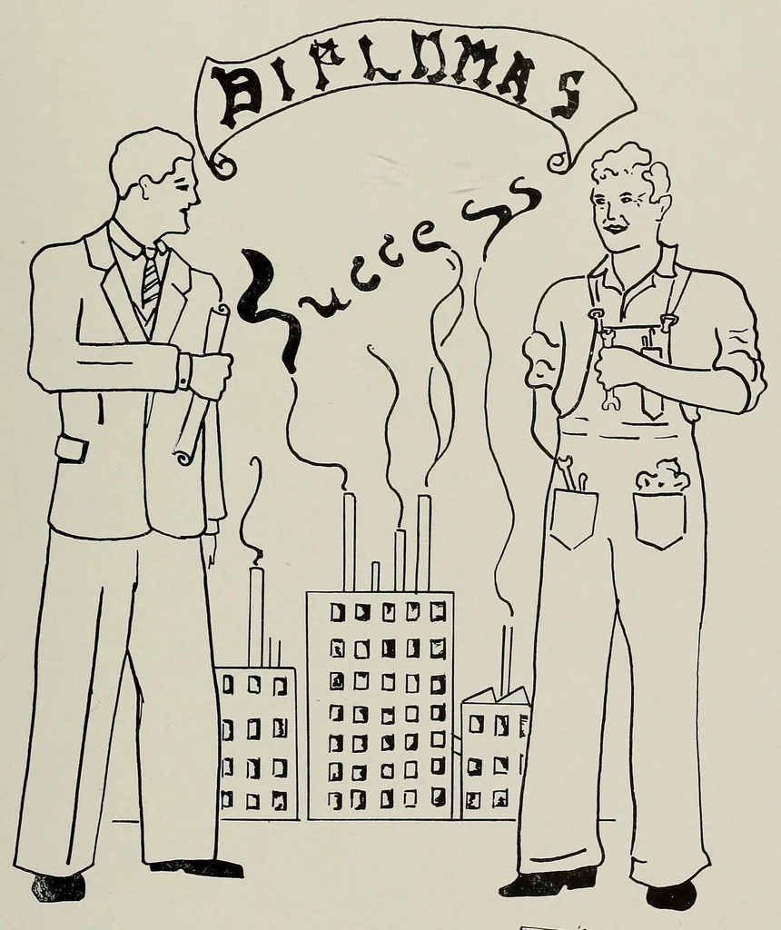 An illustration from The Fabricator : New Bedford Textile School yearbook, 1930, leaf 27