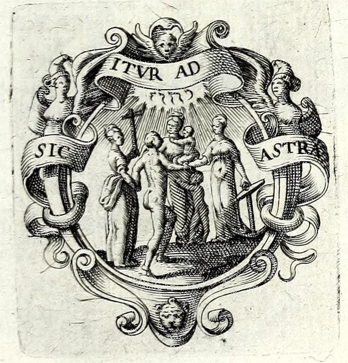 An illustration from Fabula comica : in commendationem aedificij, egenis senibus Harlemi extruendi, 1607, leaf 5