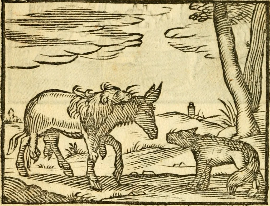 An illustration from Fabulae Aesopi graecaè et latinè, nunc denuo selectae, 1672, leaf 13