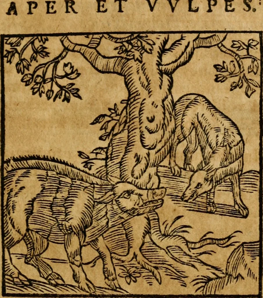 An illustration from Fabulae c. Aesopicae, 1590, leaf 202