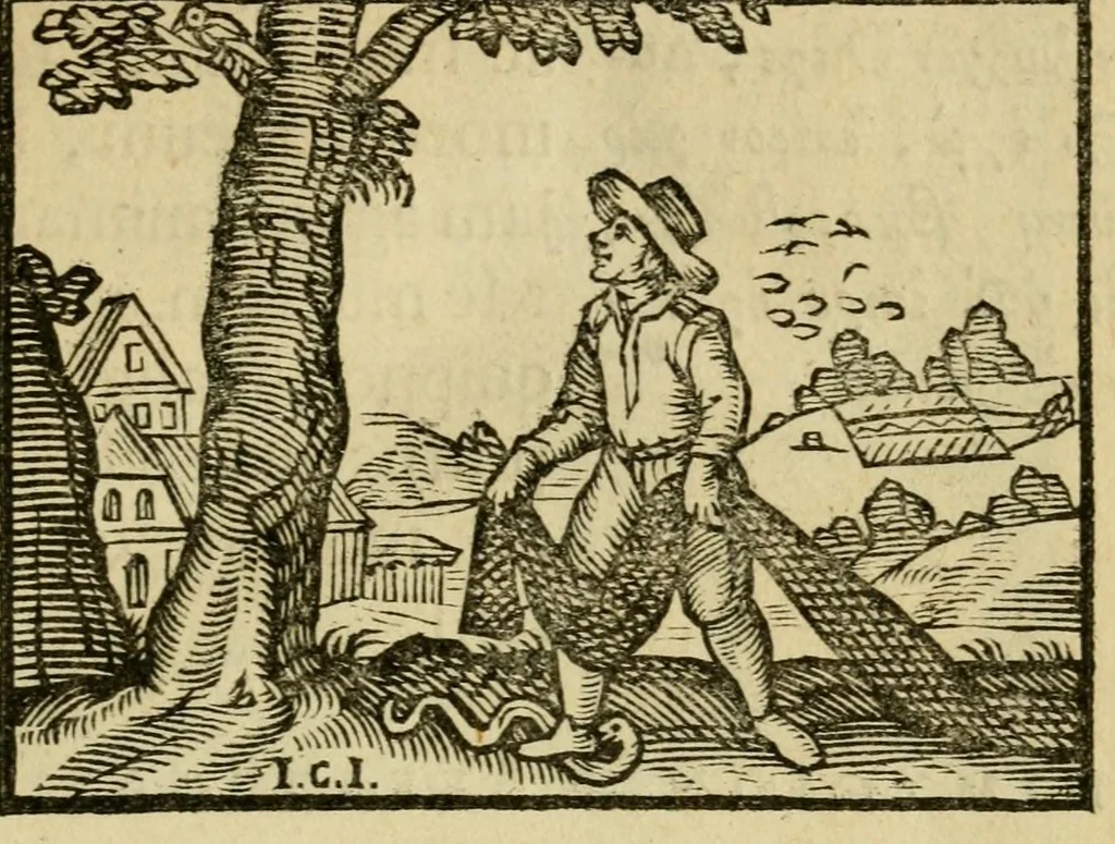 An illustration from Fabulæ Æsopi Graecè & Latinè, nunc denuo selectæ : eæ item, quas Avienus carmine expressit, accedit ranarum et murium pugna, Homero olim adscripta cum ... figuris .., 1660, leaf 19