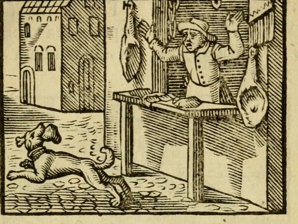 An illustration from Fabulæ Æsopi Graecè & Latinè, nunc denuo selectæ : eæ item, quas Avienus carmine expressit, accedit ranarum et murium pugna, Homero olim adscripta cum ... figuris .., 1660, leaf 21