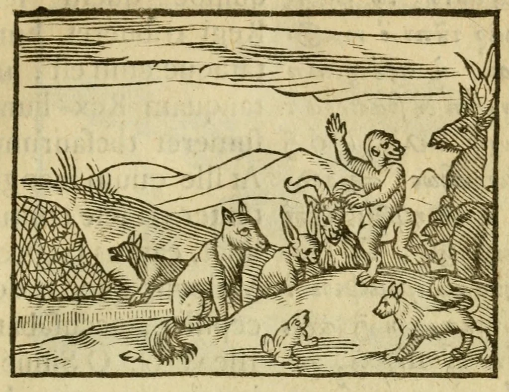 An illustration from Fabulæ Æsopi Graecè & Latinè, nunc denuo selectæ : eæ item, quas Avienus carmine expressit, accedit ranarum et murium pugna, Homero olim adscripta cum ... figuris .., 1660, leaf 27