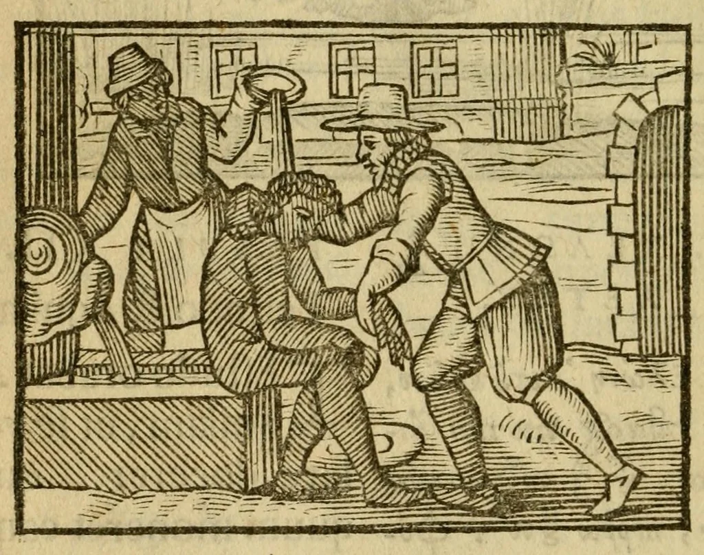 An illustration from Fabulæ Æsopi Graecè & Latinè, nunc denuo selectæ : eæ item, quas Avienus carmine expressit, accedit ranarum et murium pugna, Homero olim adscripta cum ... figuris .., 1660, leaf 30