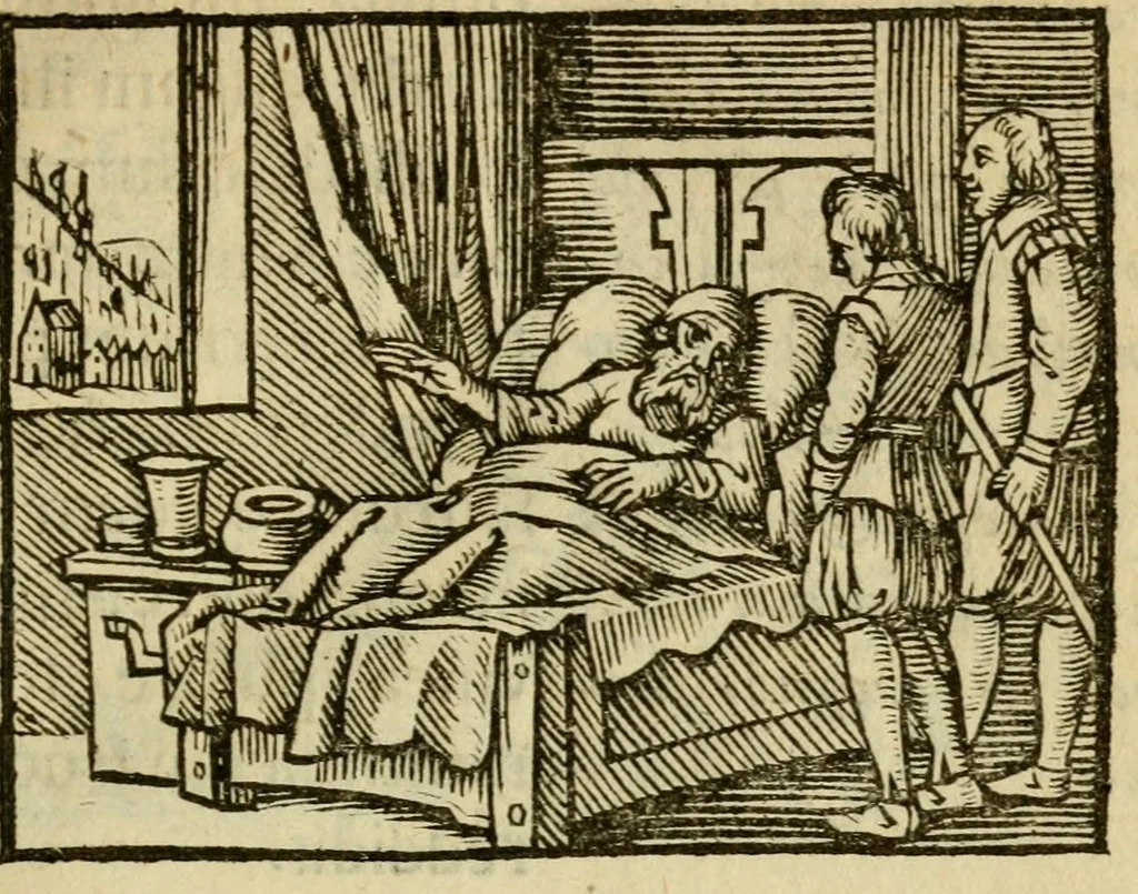 An illustration from Fabulæ Æsopi Graecè & Latinè, nunc denuo selectæ : eæ item, quas Avienus carmine expressit, accedit ranarum et murium pugna, Homero olim adscripta cum ... figuris .., 1660, leaf 51