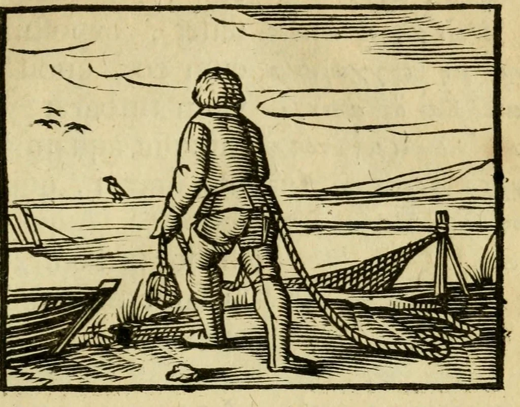 An illustration from Fabulæ Æsopi Graecè & Latinè, nunc denuo selectæ : eæ item, quas Avienus carmine expressit, accedit ranarum et murium pugna, Homero olim adscripta cum ... figuris .., 1660, leaf 61