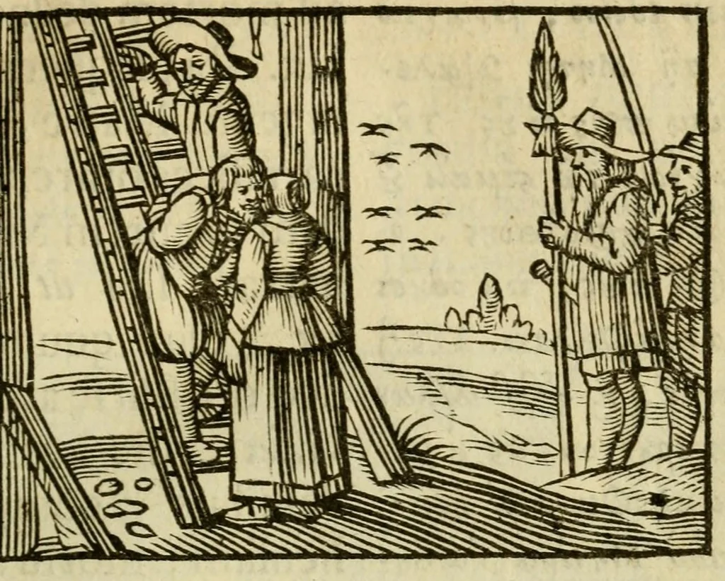 An illustration from Fabulæ Æsopi Graecè & Latinè, nunc denuo selectæ : eæ item, quas Avienus carmine expressit, accedit ranarum et murium pugna, Homero olim adscripta cum ... figuris .., 1660, leaf 75