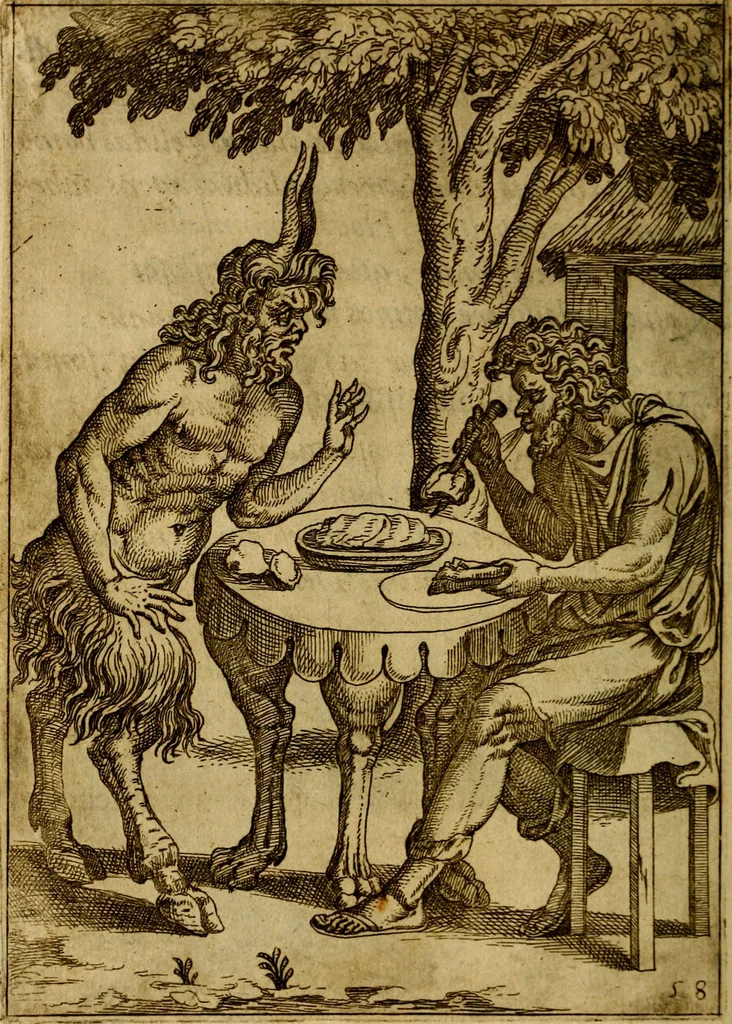 An illustration from Fabvlae centvm ex antiqvis avctoribvs delectae et a Gabriele Faerno Cremonensi carminibvs explicatae, 1564, leaf 121