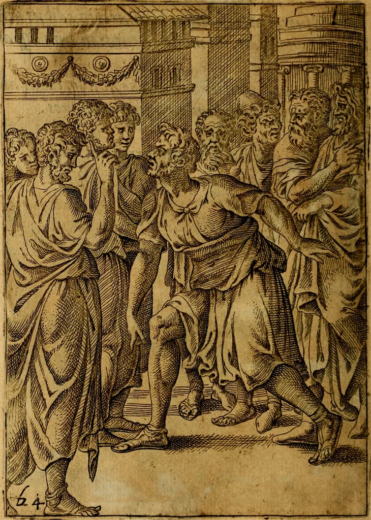 An illustration from Fabvlae centvm ex antiqvis avctoribvs delectae et a Gabriele Faerno Cremonensi carminibvs explicatae, 1564, leaf 133