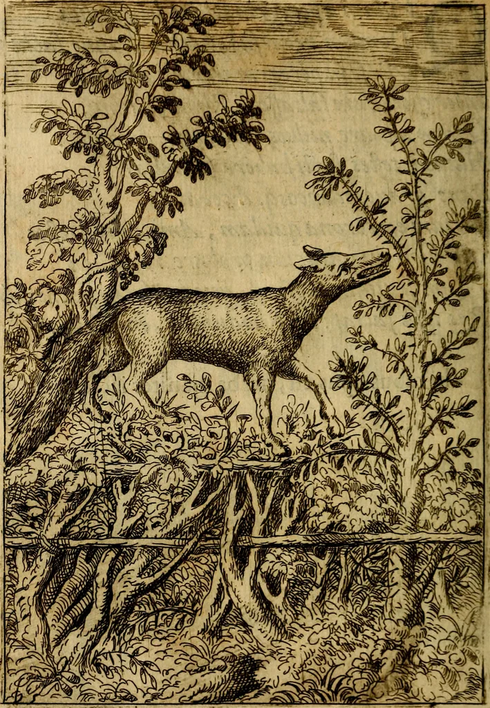An illustration from Fabvlae centvm ex antiqvis avctoribvs delectae et a Gabriele Faerno Cremonensi carminibvs explicatae, 1564, leaf 135