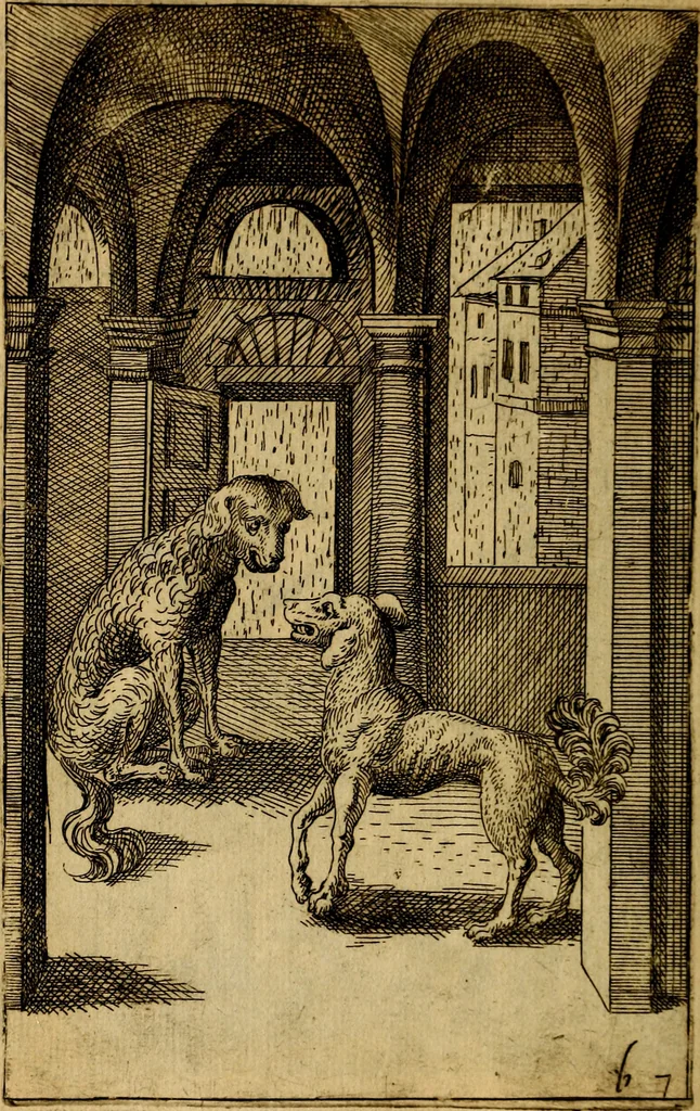 An illustration from Fabvlae centvm ex antiqvis avctoribvs delectae et a Gabriele Faerno Cremonensi carminibvs explicatae, 1564, leaf 139