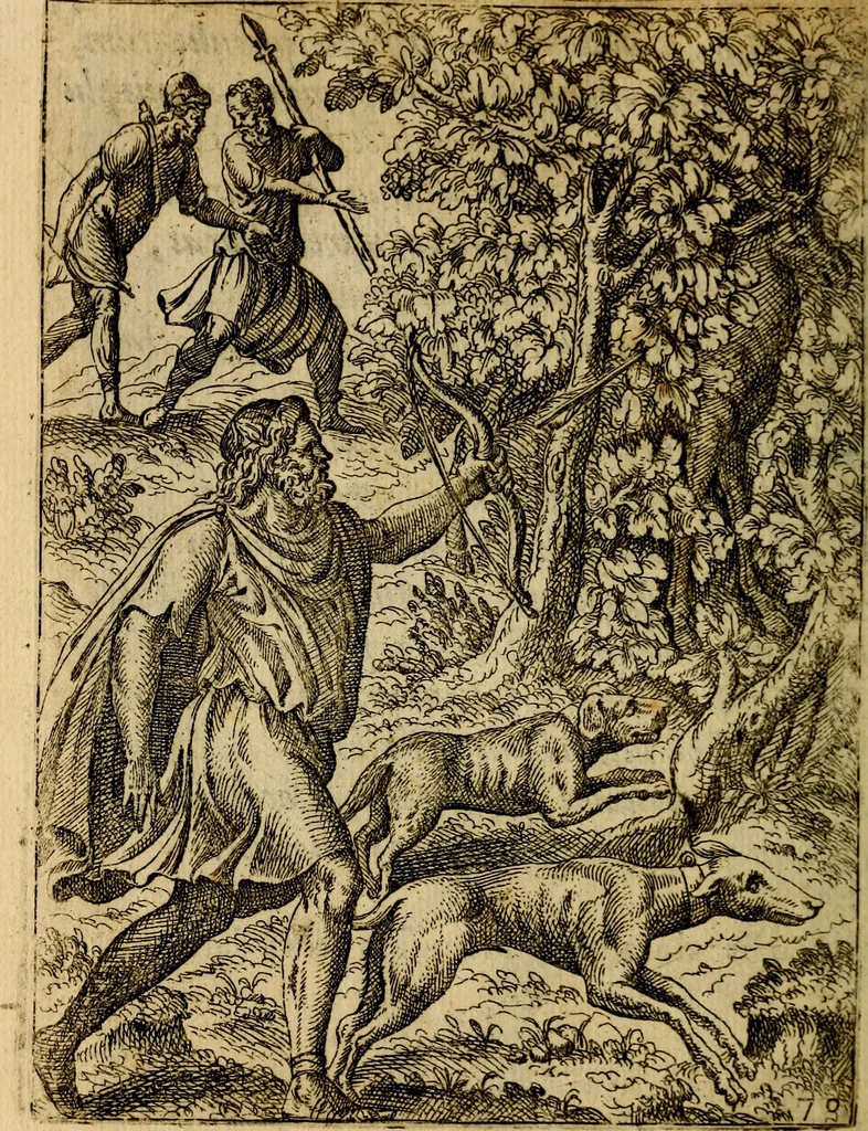 An illustration from Fabvlae centvm ex antiqvis avctoribvs delectae et a Gabriele Faerno Cremonensi carminibvs explicatae, 1564, leaf 145
