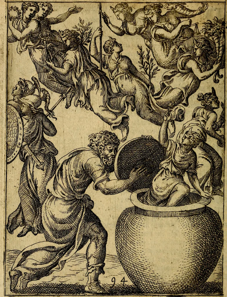 An illustration from Fabvlae centvm ex antiqvis avctoribvs delectae et a Gabriele Faerno Cremonensi carminibvs explicatae, 1564, leaf 193