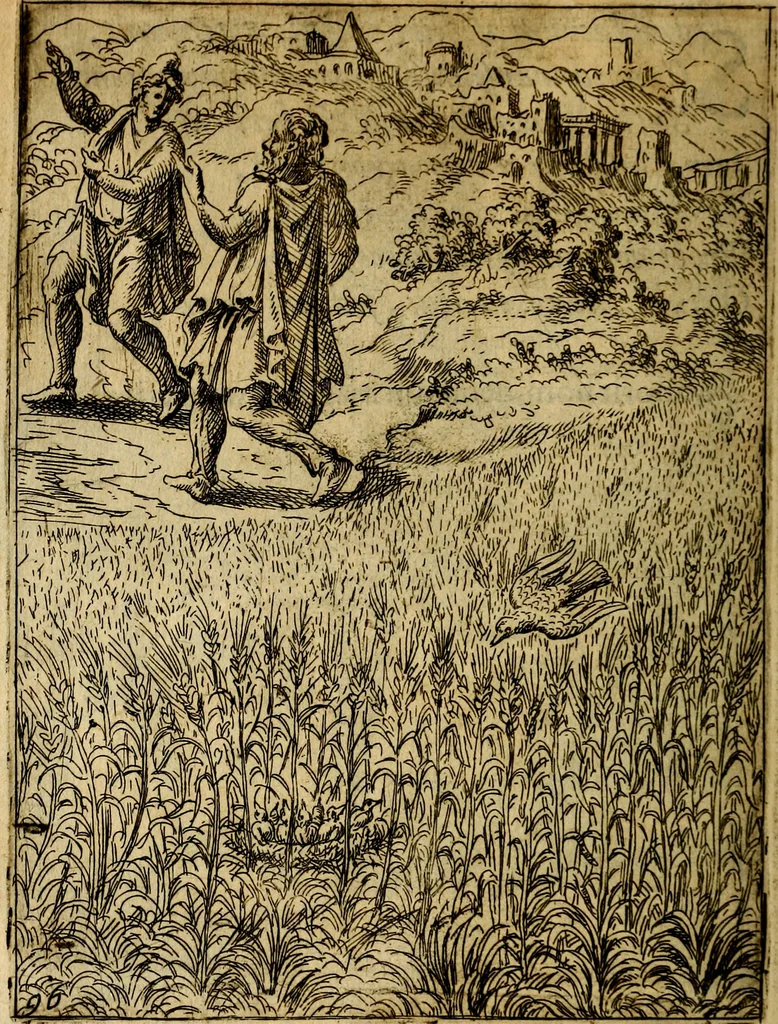 An illustration from Fabvlae centvm ex antiqvis avctoribvs delectae et a Gabriele Faerno Cremonensi carminibvs explicatae, 1564, leaf 197
