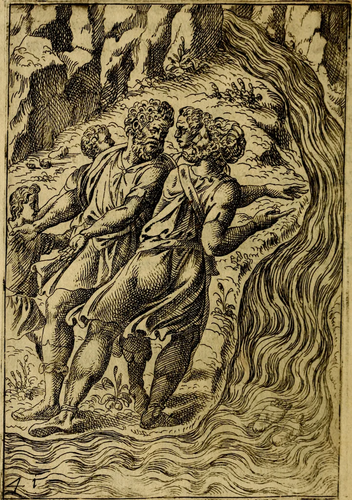 An illustration from Fabvlae centvm ex antiqvis avctoribvs delectae et a Gabriele Faerno Cremonensi carminibvs explicatae, 1564, leaf 87