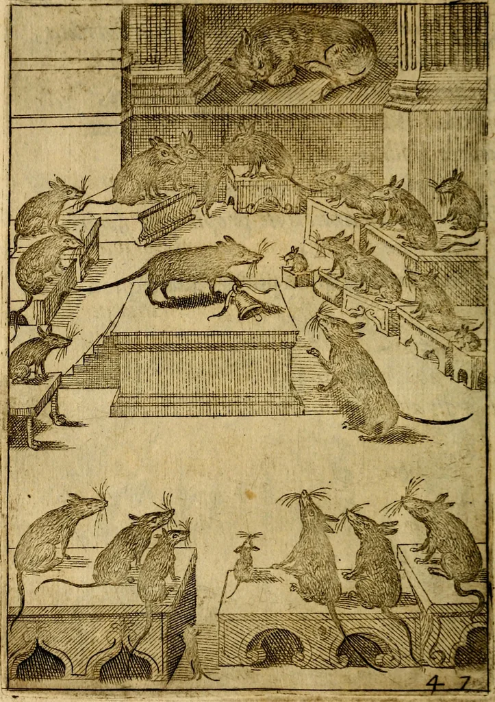 An illustration from Fabvlae centvm ex antiqvis avctoribvs delectae et a Gabriele Faerno Cremonensi carminibvs explicatae, 1564, leaf 99