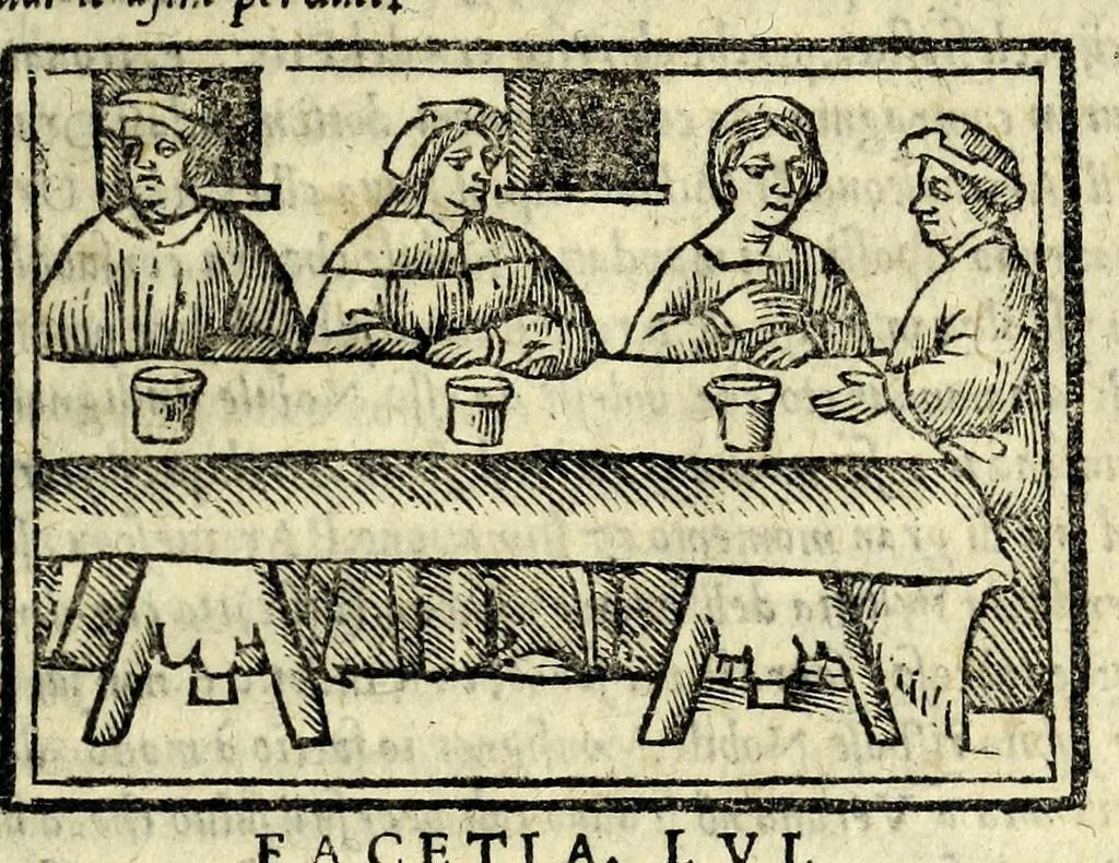 An illustration from Facetie di Poggio firorentino : historiate, nuouamente ristampate, & con somma diligentia reuiste et corrette, 1547, leaf 41