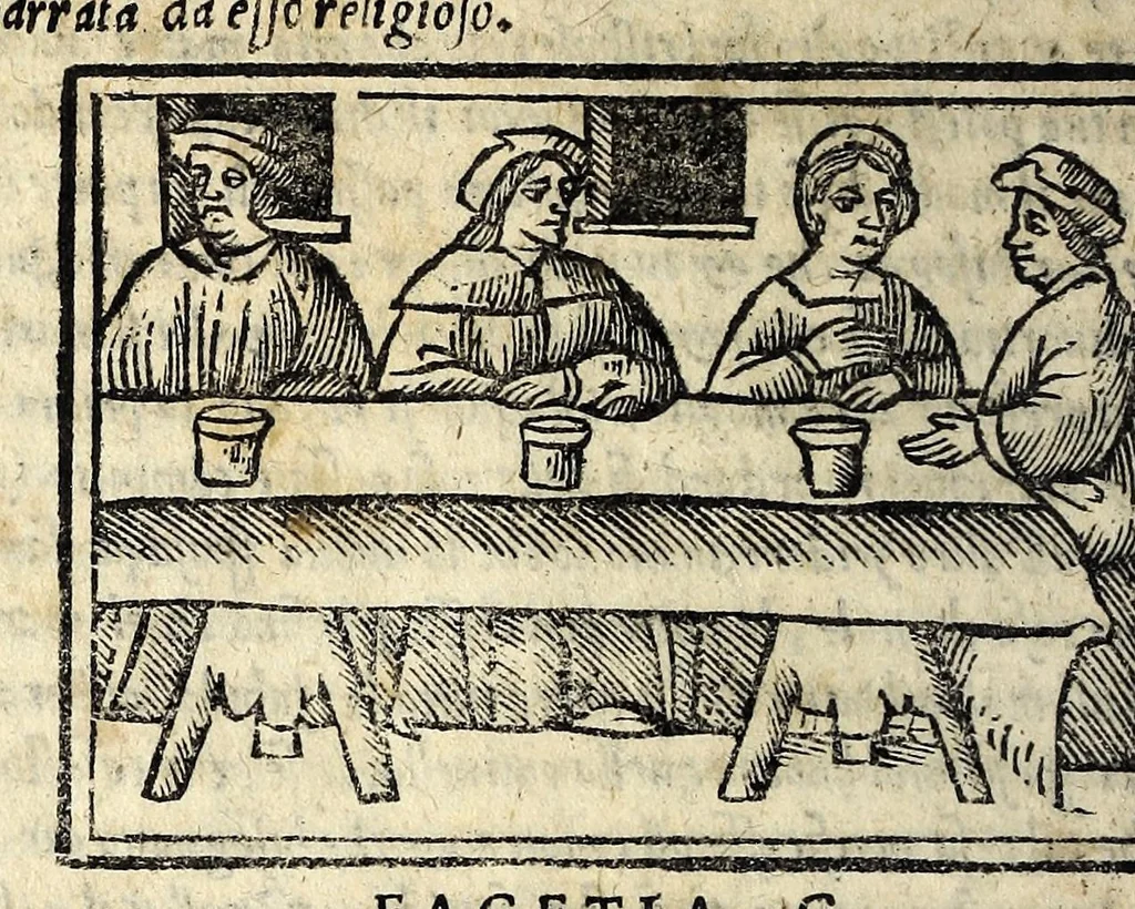 An illustration from Facetie di Poggio firorentino : historiate, nuouamente ristampate, & con somma diligentia reuiste et corrette, 1547, leaf 64