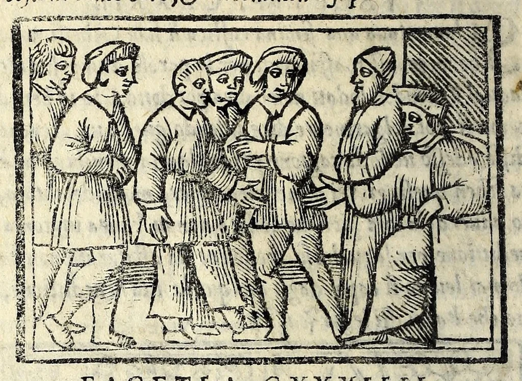 An illustration from Facetie di Poggio firorentino : historiate, nuouamente ristampate, & con somma diligentia reuiste et corrette, 1547, leaf 86
