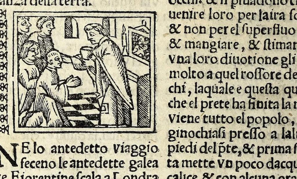 An illustration from Facetie, fabule, motti, del Piouano Arlotto prete fiorentino, huomo di grande ingegno : opera diletteuole vulgare in lingua toscha historiata con piu facetie agiõte nouamẽte stampate, 1538, leaf 22