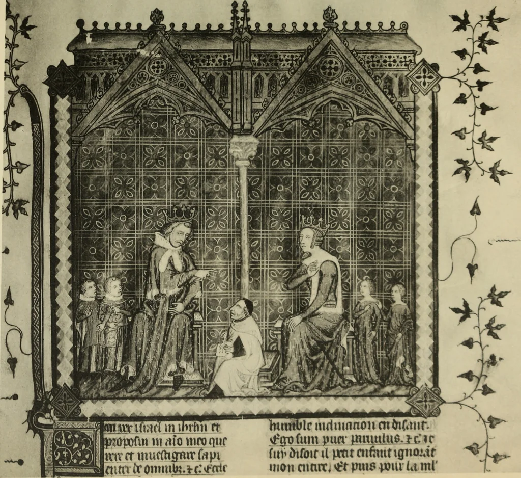 An illustration from Fac-similé de livres copiés et enluminés pour le roi Charles V. : souvenir de la journée du 8 mars 1903, 1903, leaf 42