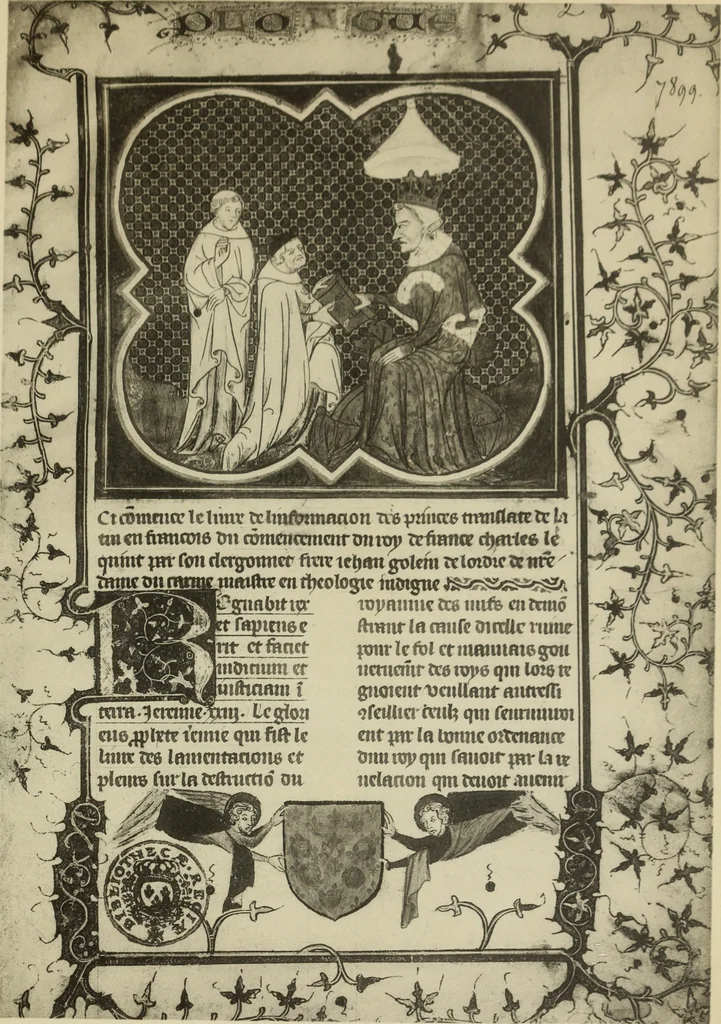 An illustration from Fac-similé de livres copiés et enluminés pour le roi Charles V. : souvenir de la journée du 8 mars 1903, 1903, leaf 48