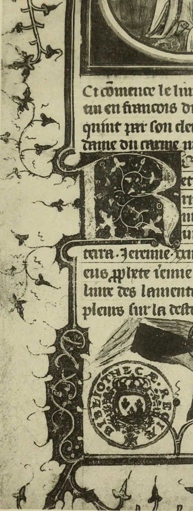 An illustration from Fac-similé de livres copiés et enluminés pour le roi Charles V. : souvenir de la journée du 8 mars 1903, 1903, leaf 48