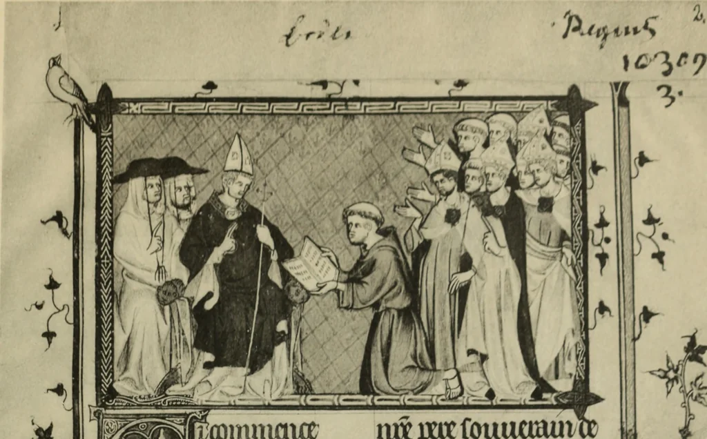An illustration from Fac-similé de livres copiés et enluminés pour le roi Charles V. : souvenir de la journée du 8 mars 1903, 1903, leaf 54