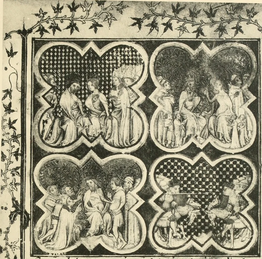 An illustration from Fac-similé de livres copiés et enluminés pour le roi Charles V. : souvenir de la journée du 8 mars 1903 offert à ses amis, 1903, leaf 46