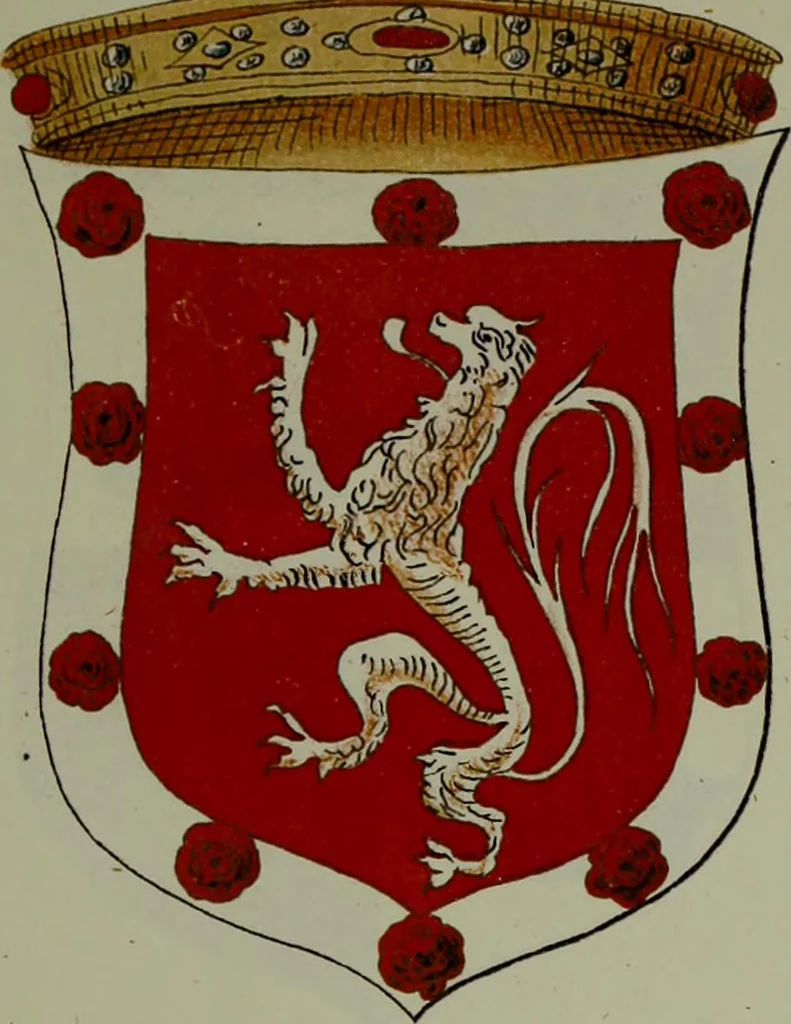 An illustration from Fac simile of an ancient heraldic manuscipt : emblazoned by Sir David Lyndsay of the Mount. Lyon king of armes 1542, 1878, leaf 107