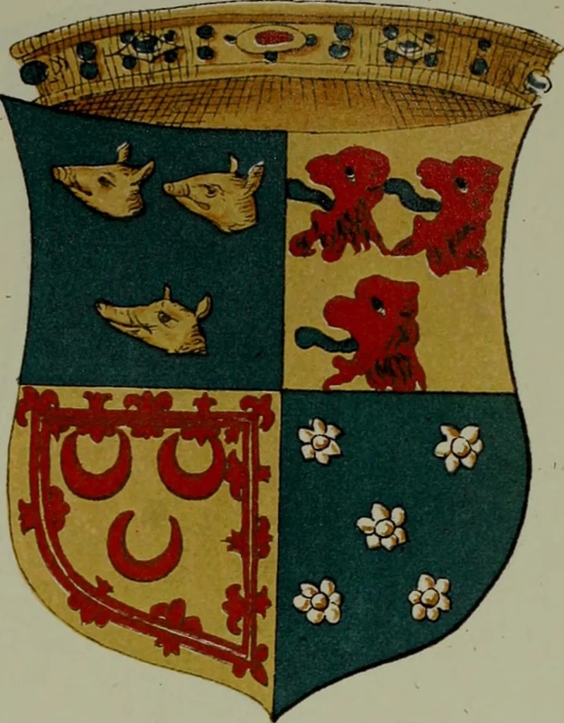 An illustration from Fac simile of an ancient heraldic manuscipt : emblazoned by Sir David Lyndsay of the Mount. Lyon king of armes 1542, 1878, leaf 109