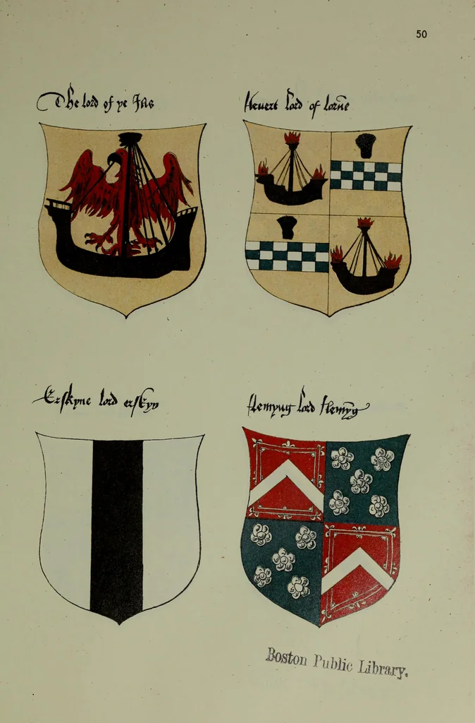 An illustration from Fac simile of an ancient heraldic manuscipt : emblazoned by Sir David Lyndsay of the Mount. Lyon king of armes 1542, 1878, leaf 129