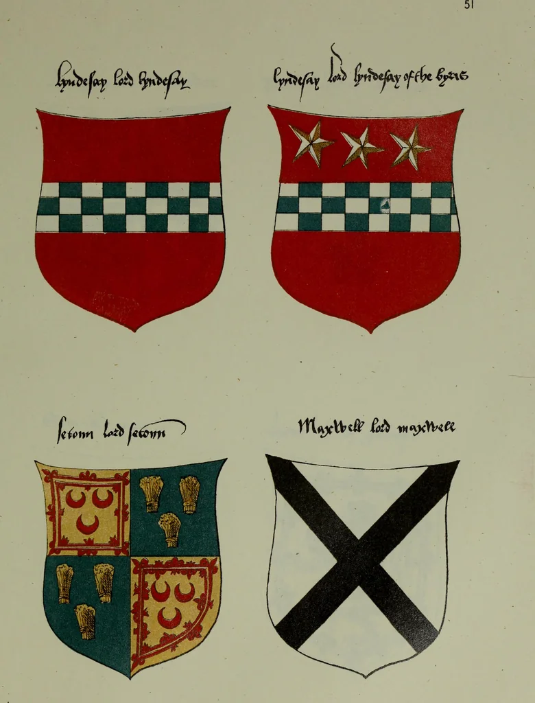 An illustration from Fac simile of an ancient heraldic manuscipt : emblazoned by Sir David Lyndsay of the Mount. Lyon king of armes 1542, 1878, leaf 131