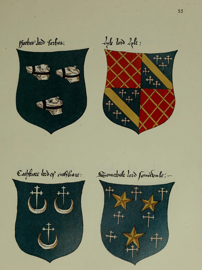 An illustration from Fac simile of an ancient heraldic manuscipt : emblazoned by Sir David Lyndsay of the Mount. Lyon king of armes 1542, 1878, leaf 135