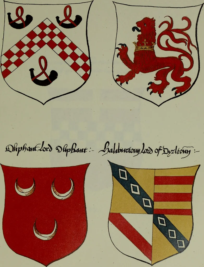 An illustration from Fac simile of an ancient heraldic manuscipt : emblazoned by Sir David Lyndsay of the Mount. Lyon king of armes 1542, 1878, leaf 143