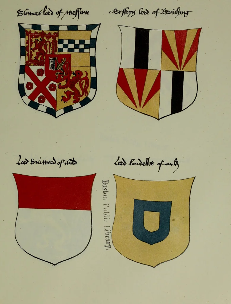 An illustration from Fac simile of an ancient heraldic manuscipt : emblazoned by Sir David Lyndsay of the Mount. Lyon king of armes 1542, 1878, leaf 151