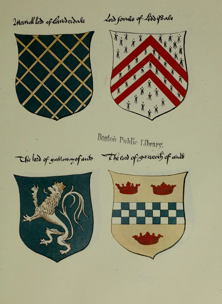 An illustration from Fac simile of an ancient heraldic manuscipt : emblazoned by Sir David Lyndsay of the Mount. Lyon king of armes 1542, 1878, leaf 153