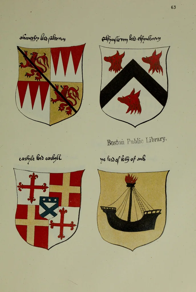 An illustration from Fac simile of an ancient heraldic manuscipt : emblazoned by Sir David Lyndsay of the Mount. Lyon king of armes 1542, 1878, leaf 157