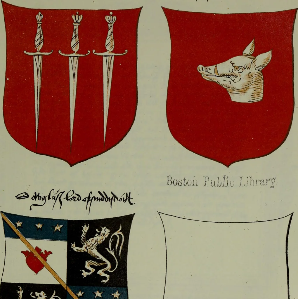 An illustration from Fac simile of an ancient heraldic manuscipt : emblazoned by Sir David Lyndsay of the Mount. Lyon king of armes 1542, 1878, leaf 161