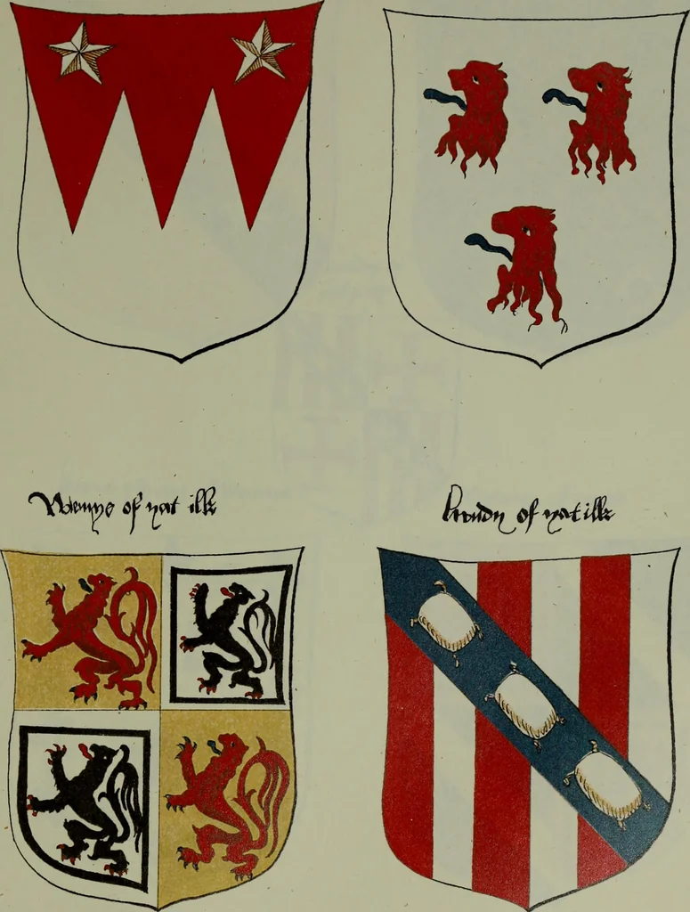 An illustration from Fac simile of an ancient heraldic manuscipt : emblazoned by Sir David Lyndsay of the Mount. Lyon king of armes 1542, 1878, leaf 165