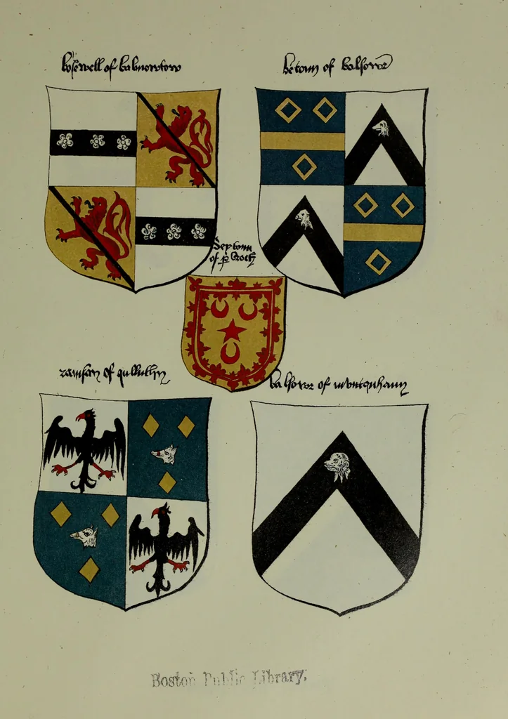 An illustration from Fac simile of an ancient heraldic manuscipt : emblazoned by Sir David Lyndsay of the Mount. Lyon king of armes 1542, 1878, leaf 171